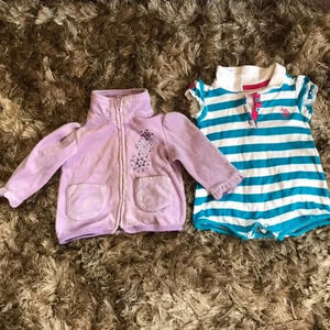 2 pieces lot of baby girl Velvet Jacket and U.S Polo Shirt size 3-9M